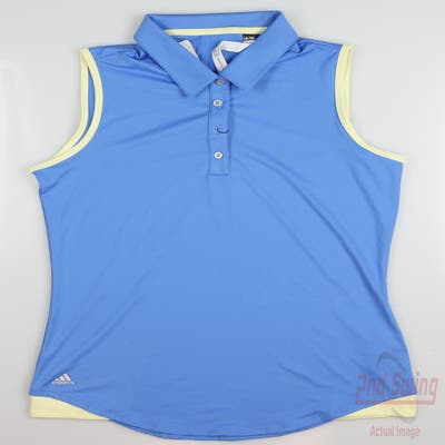 New Womens Adidas Golf Sleeveless Polo Medium M Blue MSRP $60