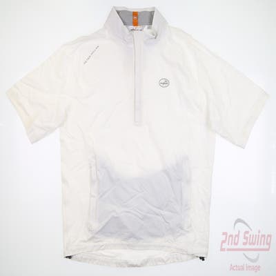 New W/ Logo Mens Peter Millar Short Sleeve Rain Jacket Medium M White MSRP $80