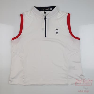 New W/ Logo Womens Ralph Lauren RLX Sleeveless Polo X-Large XL White MSRP $109