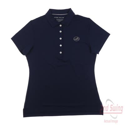 New W/ Logo Womens Peter Millar Polo Large L Navy Blue MSRP $100