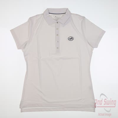 New W/ Logo Womens Peter Millar Polo Large L White MSRP $100