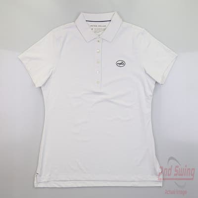 New W/ Logo Womens Peter Millar Polo Large L White MSRP $100