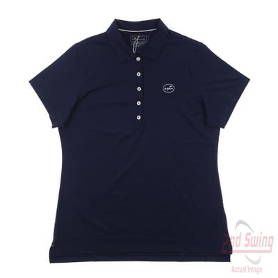 New W/ Logo Womens Peter Millar Polo Large L Navy Blue MSRP $100