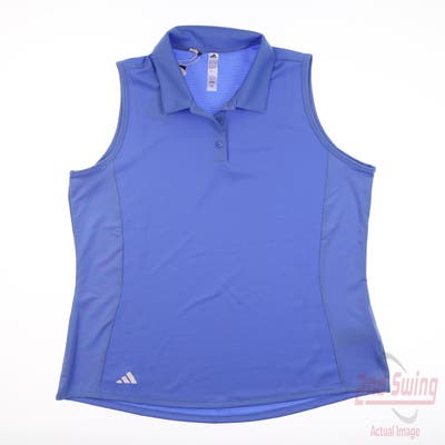 New Womens Adidas Sleeveless Polo Large L Blue MSRP $69