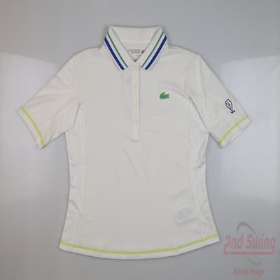 New W/ Logo Womens Lacoste Polo X-Small XS White MSRP $119