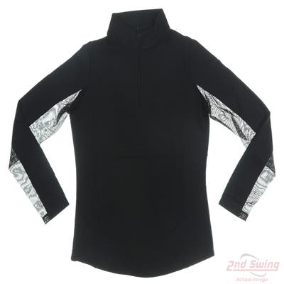 New Womens IBKUL 1/4 Zip Pullover X-Small XS Black MSRP $80