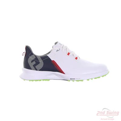 New Mens Golf Shoe Footjoy 2023 FJ Fuel Medium 8.5 White/Navy/Red MSRP $130 55452