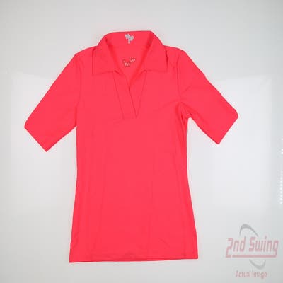 New W/ Logo Womens TZU TZU Polo Small S Coral MSRP $99