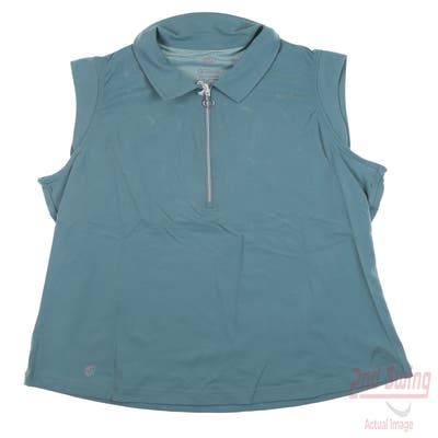 New Womens GG BLUE Sleeveless Polo Large L Green MSRP $84