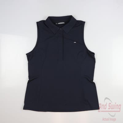 New Womens J. Lindeberg Sleeveless Polo Large L Navy Blue MSRP $76