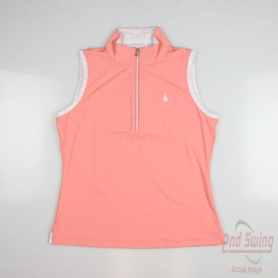 New W/ Logo Womens Fairway & Greene Sleeveless Polo Small S Pink MSRP $105