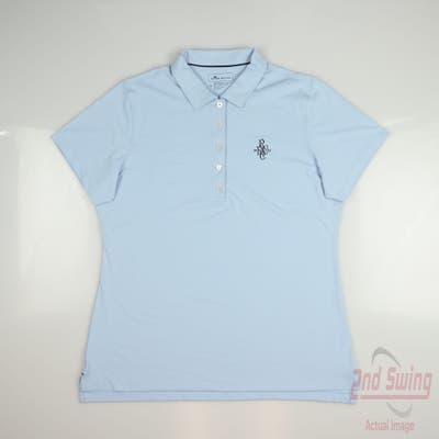 New W/ Logo Womens Peter Millar Golf Polo Large L Blue MSRP $75