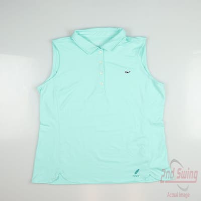 New W/ Logo Womens Vineyard Vines Golf Sleeveless Polo Small S Blue MSRP $80