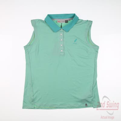 New W/ Logo Womens KJUS Sina Sleeveless Polo Medium M Green MSRP $89