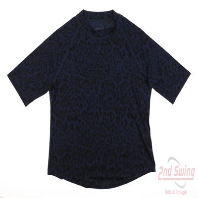 New Womens Greyson Sienna Mock Polo Large L Navy Blue MSRP $98