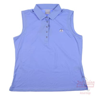 New W/ Logo Womens Dunning Sleeveless Polo Medium M Blue MSRP $80