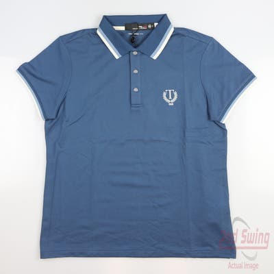 New W/ Logo Womens Ralph Lauren RLX Golf Polo Medium M Blue MSRP $95