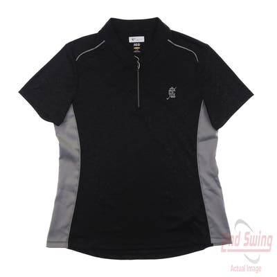 New W/ Logo Womens Greg Norman Polo Large L Black MSRP $80