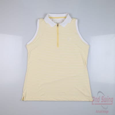 New W/ Logo Womens Peter Millar Sleeveless Polo Medium M Yellow MSRP $90