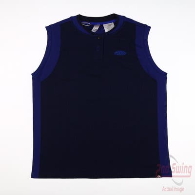 New W/ Logo Womens Adidas Sleeveless Polo Large L Blue MSRP $80