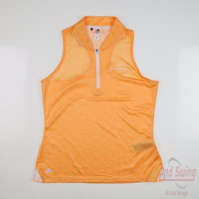 New W/ Logo Womens Adidas Sleeveless Polo Large L Acid Orange MSRP $67