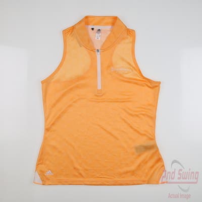 New W/ Logo Womens Adidas Sleeveless Polo X-Small XS Acid Orange MSRP $67