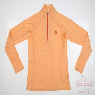 New W/ Logo Womens Straight Down 1/4 Zip Pullover Small S Orange MSRP $80
