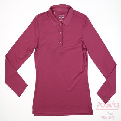 New Womens Straight Down Long Sleeve Polo Small S Purple MSRP $70