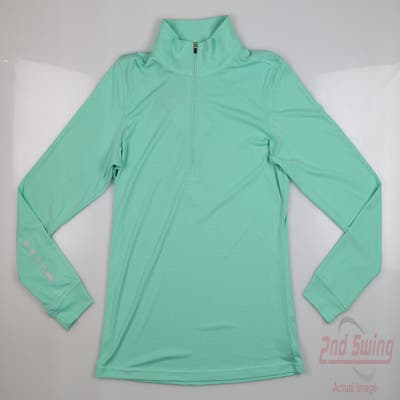 New Womens Straight Down 1/4 Zip Pullover Small S Green MSRP $70