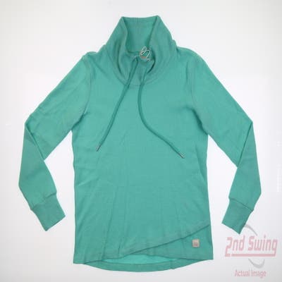 New Womens Straight Down Long Sleeve Mock Neck Small S Green MSRP $70