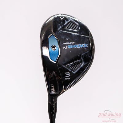 Mint Callaway Paradym Ai Smoke Max Fairway Wood 3 Wood 3W 15° Mitsubishi Tensei AV Blue 75 Graphite Stiff Left Handed 43.25in