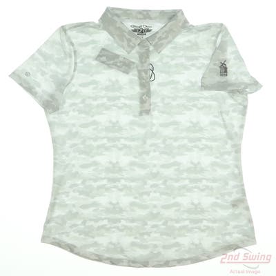 New W/ Logo Womens Straight Down Polo Medium M Gray MSRP $88