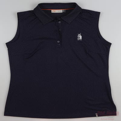 New W/ Logo Womens KJUS Sleeveless Polo Small S Navy Blue MSRP $99