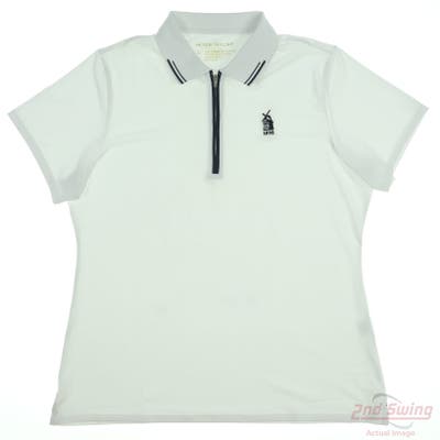 New W/ Logo Womens Peter Millar Polo Large L White MSRP $110