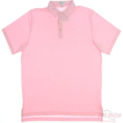 New W/ Logo Mens Peter Millar Polo X-Large XL Pink MSRP $95