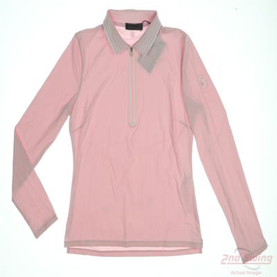 New W/ Logo Womens G-Fore Long Sleeve Polo Medium M Pink MSRP $125