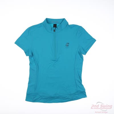 New W/ Logo Womens Greyson Polo Medium M Blue MSRP $118