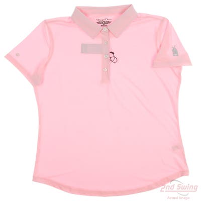 New W/ Logo Womens Straight Down Polo Large L Pink MSRP $92