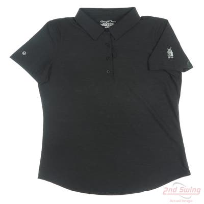 New W/ Logo Womens Straight Down Polo Large L Black MSRP $93