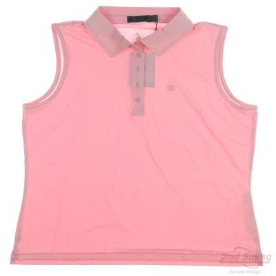 New W/ Logo Womens G-Fore Sleeveless Polo Large L Pink MSRP $110