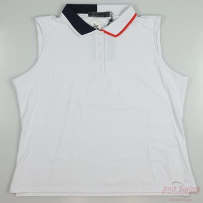 New W/ Logo Womens G-Fore Sleeveless Polo X-Small XS White MSRP $110