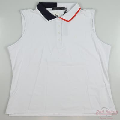 New W/ Logo Womens G-Fore Sleeveless Polo Large L White MSRP $110