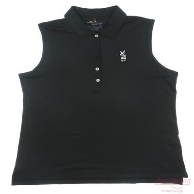 New W/ Logo Womens Peter Millar Sleeveless Polo X-Large XL Black MSRP $80