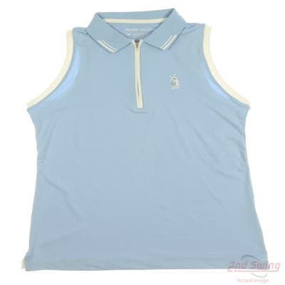 New W/ Logo Womens Peter Millar Sleeveless Polo Medium M Blue MSRP $90