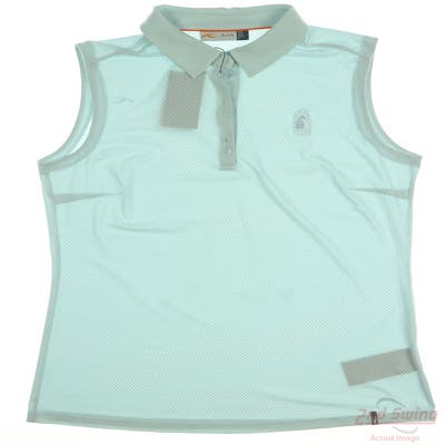 New W/ Logo Womens KJUS Sleeveless Polo Large L Sky Blue MSRP $99