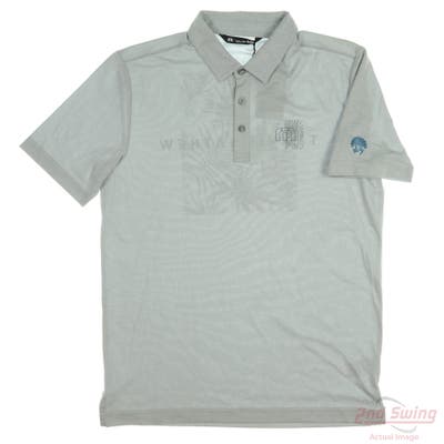 New W/ Logo Mens Travis Mathew Polo Medium M Gray MSRP $100