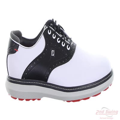 New Mens Golf Shoe Footjoy Traditions Cleated Medium 9.5 White/Black MSRP $155 57924