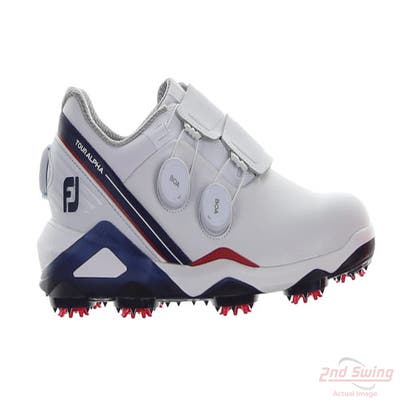 New Mens Golf Shoe Footjoy Tour Alpha Triple BOA Medium 9.5 White/Navy/Red MSRP $260 55542