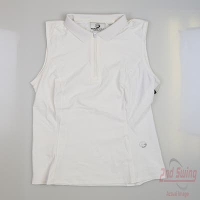 New Womens Foray Golf Zip Front Sleeveless Polo X-Large XL White MSRP $110