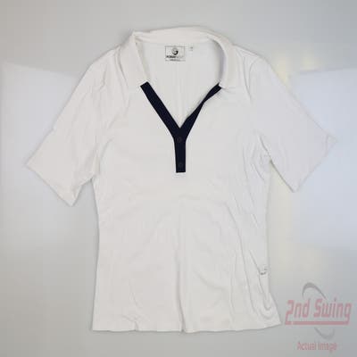 New Womens Foray Golf V-Neck Henley Polo Small S White MSRP $125